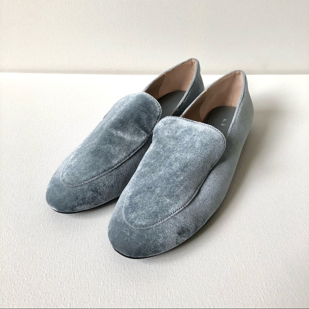MNG Mango Light Pastel Blue Velvet Loafer Flats Size EU 38 / US 7.5